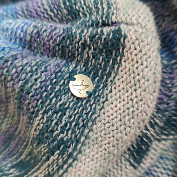 Eddie Bauer Pullover V-Neck Striped 100% Cotton Blue Gray Cozy Sweater Size XS - Picture 9 of 12